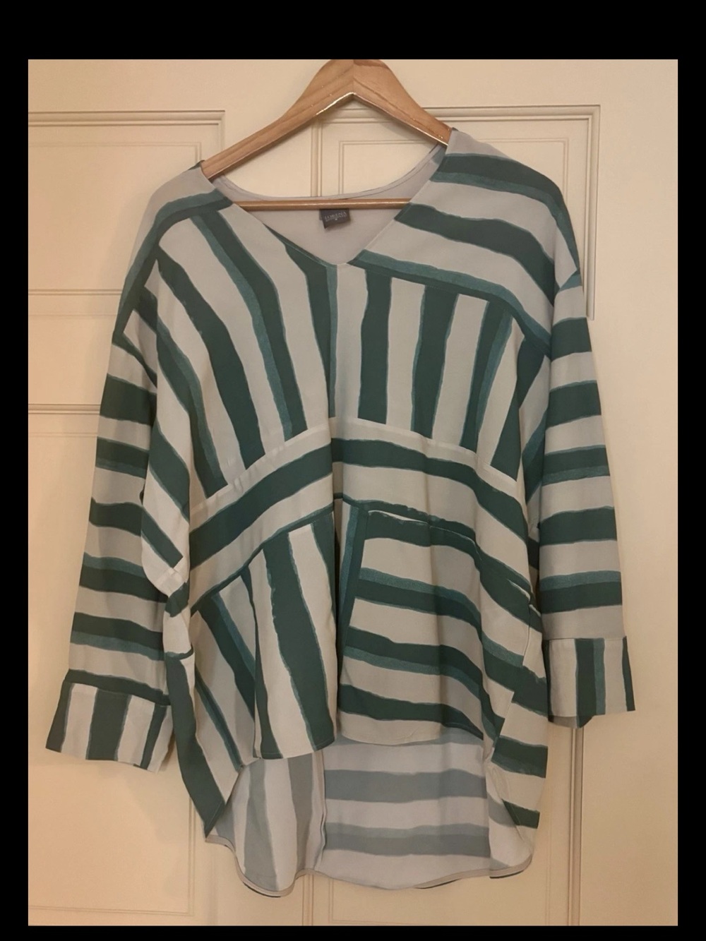 LORENA ANTONIAZZI Italian Green & White Blouse Size 40/L